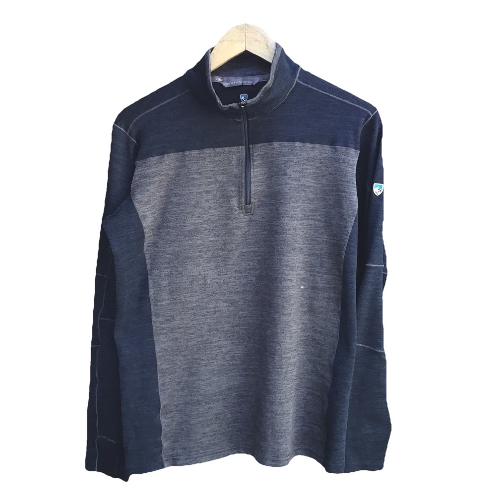 KUHL Ryzer 1/4 Zip Merino Wool Pullover Sweater Gray Men's Medium